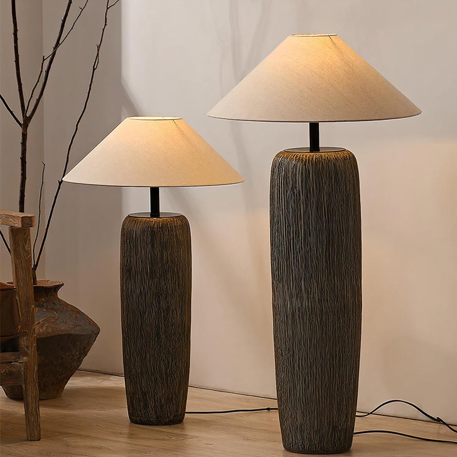 Vintage Weathered Wood Grain Floor Lamp for Reading and Living Room