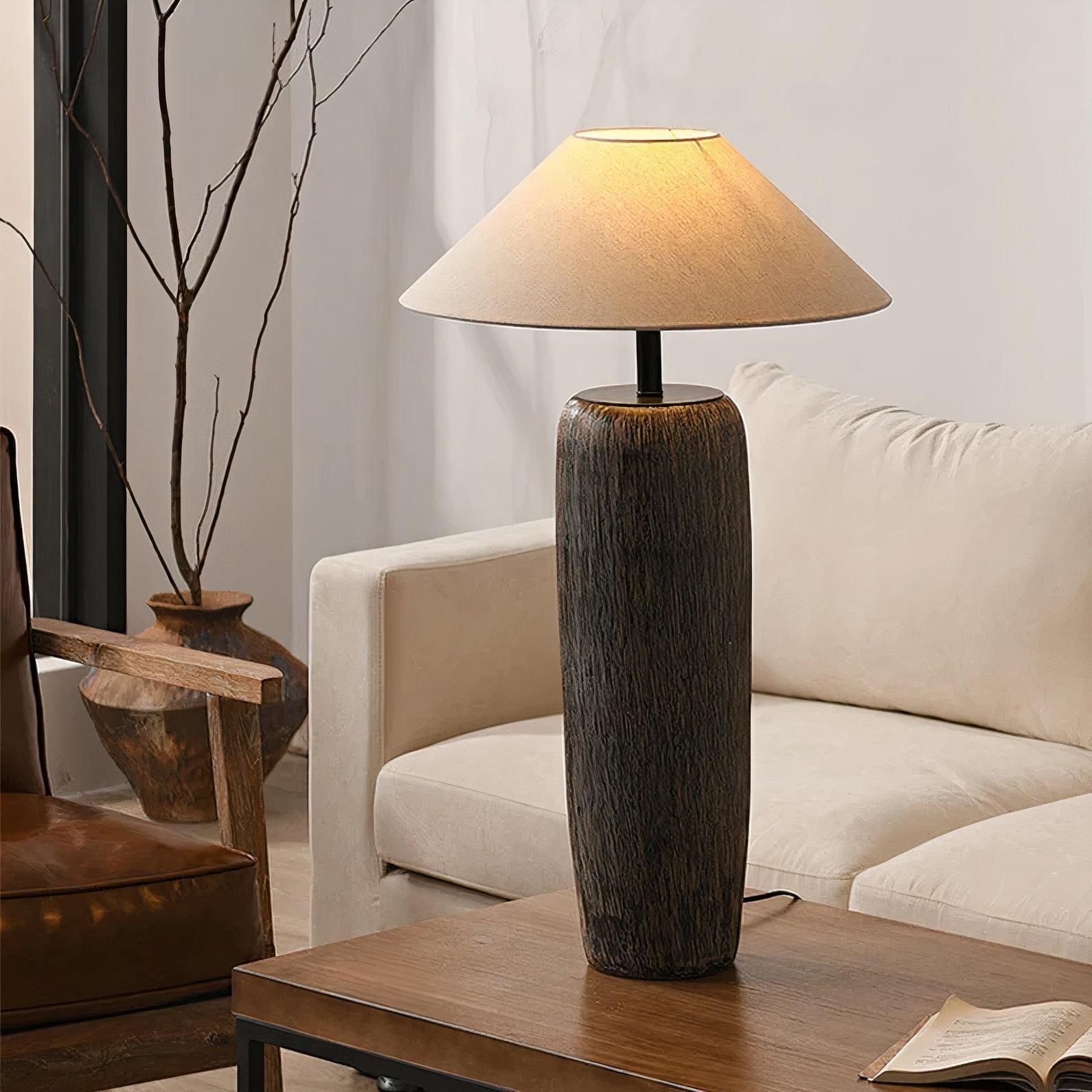 Vintage Weathered Wood Grain Floor Lamp for Reading and Living Room