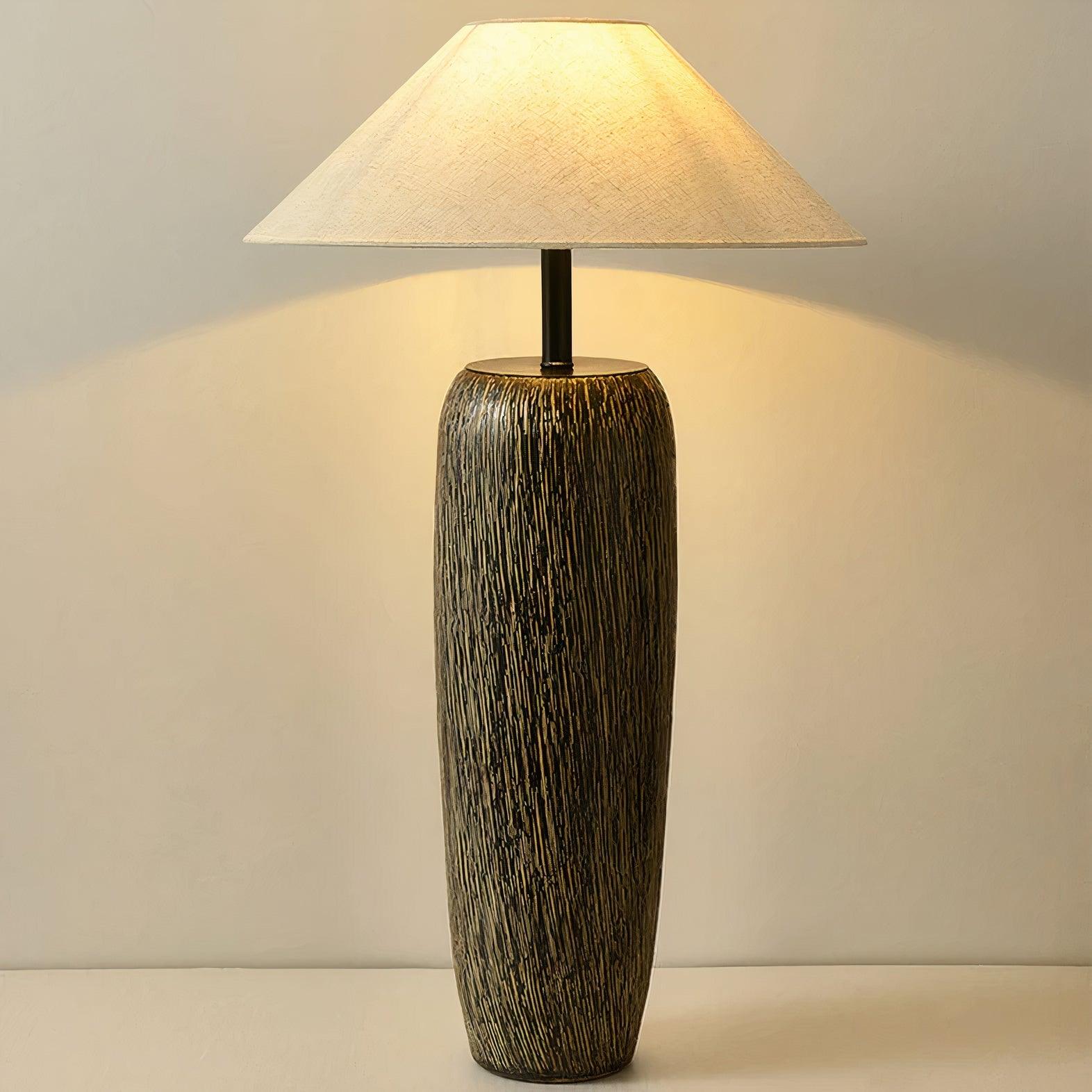 Vintage Weathered Wood Grain Floor Lamp for Reading and Living Room