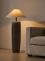 Vintage Weathered Wood Grain Floor Lamp for Reading and Living Room