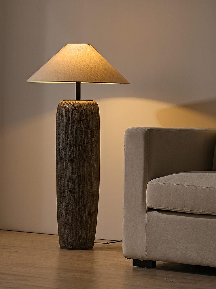 Vintage Weathered Wood Grain Floor Lamp for Reading and Living Room