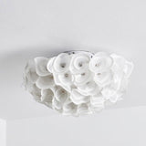 White Hydrangea Floral Petal Semi Flush Mount Ceiling Lamp for Bedroom and Living Room