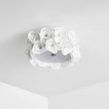 White Hydrangea Floral Petal Semi Flush Mount Ceiling Lamp for Bedroom and Living Room