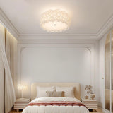 White Hydrangea Floral Petal Semi Flush Mount Ceiling Lamp for Bedroom and Living Room