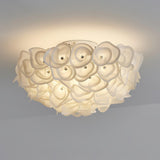 White Hydrangea Floral Petal Semi Flush Mount Ceiling Lamp for Bedroom and Living Room