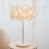 Modern White Hydrangea Table Lamp with Artistic Floral Petal Design and Marble Base