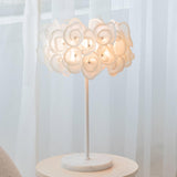 Modern White Hydrangea Table Lamp with Artistic Floral Petal Design and Marble Base
