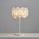 Modern White Hydrangea Table Lamp with Artistic Floral Petal Design and Marble Base
