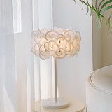 Modern White Hydrangea Table Lamp with Artistic Floral Petal Design and Marble Base