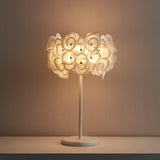 Modern White Hydrangea Table Lamp with Artistic Floral Petal Design and Marble Base