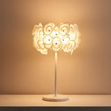 Modern White Hydrangea Table Lamp with Artistic Floral Petal Design and Marble Base