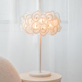 Modern White Hydrangea Table Lamp with Artistic Floral Petal Design and Marble Base