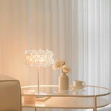 Modern White Hydrangea Table Lamp with Artistic Floral Petal Design and Marble Base