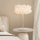Modern White Hydrangea Table Lamp with Artistic Floral Petal Design and Marble Base