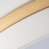 Modern White Round Wooden LED Ceiling Light Flush Mount Fixture for Bedroom and Living Room