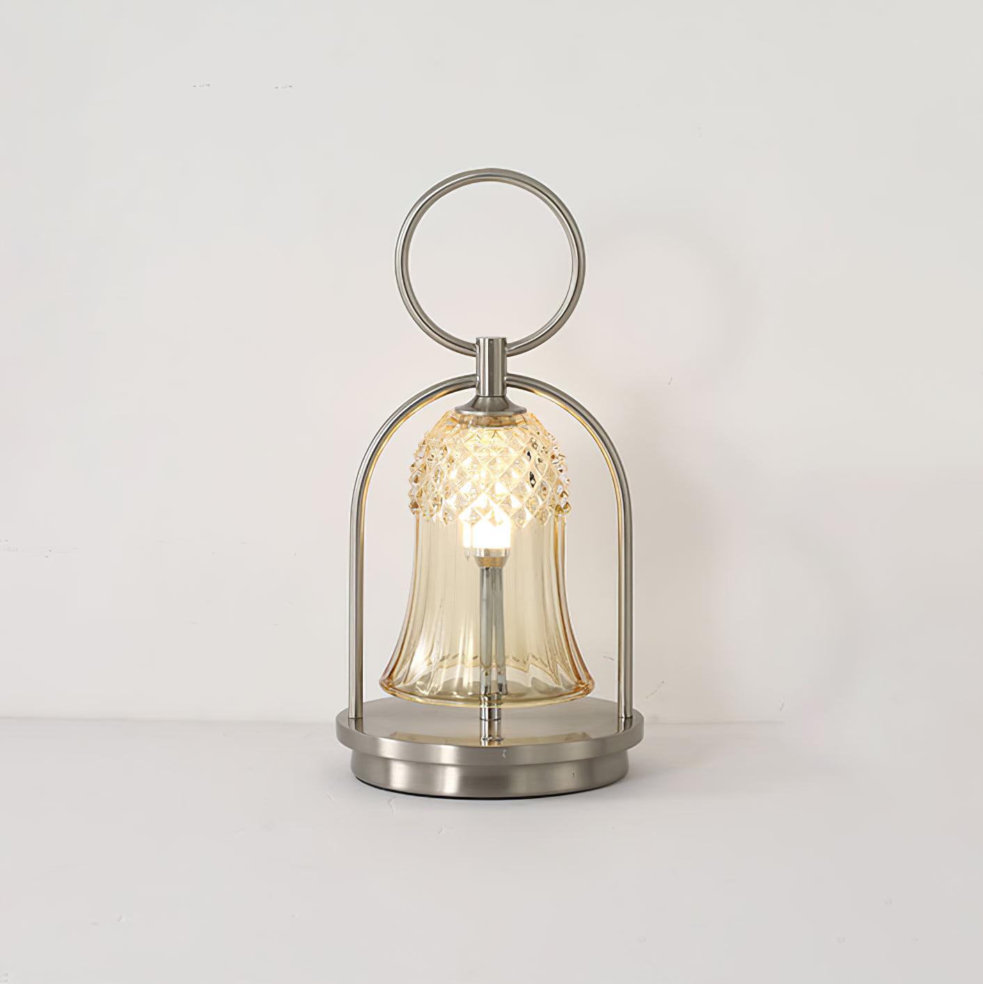 Rechargeable LED Glass Table Lamp Portable Battery Powered Lantern for Bedroom Living Room and Camping
