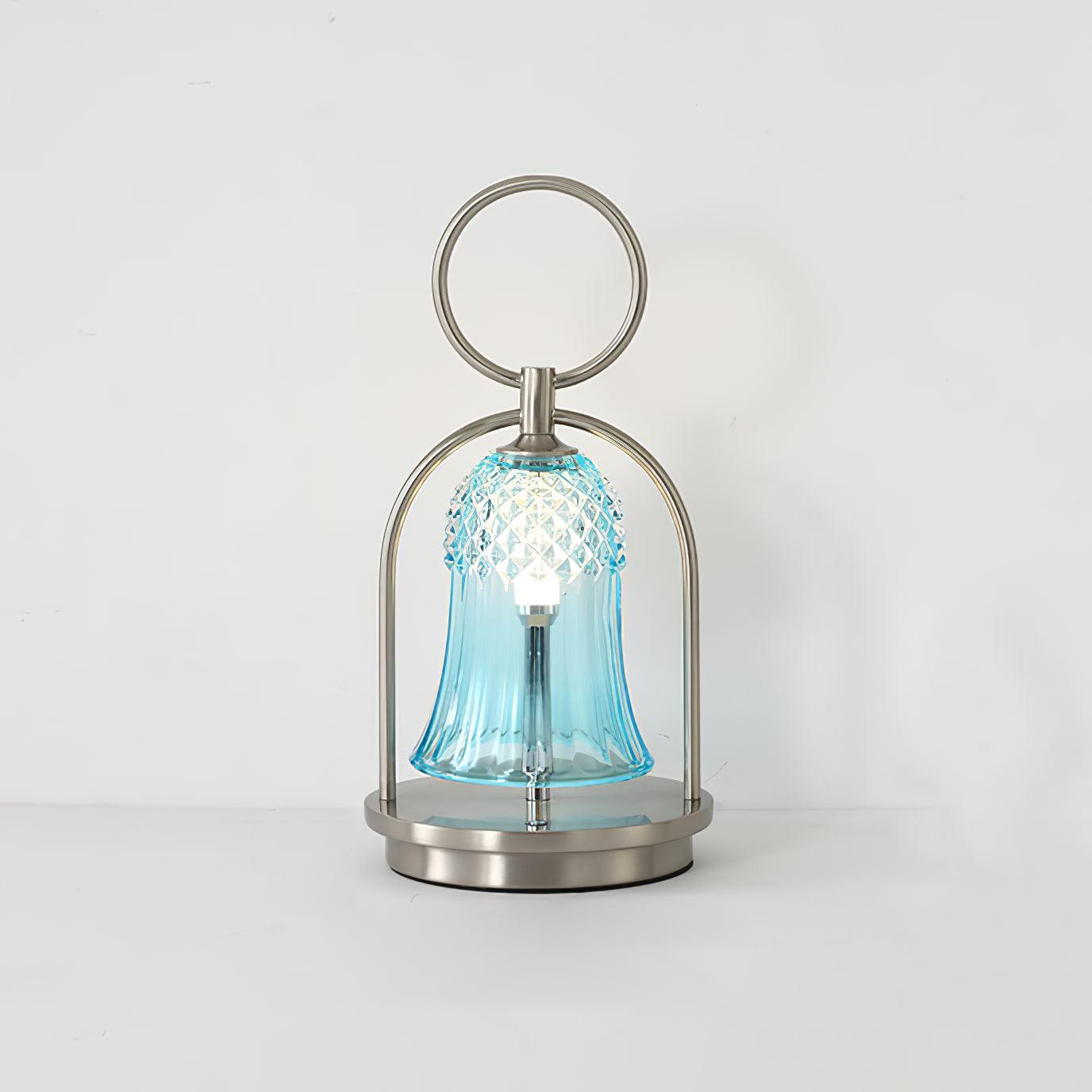 Rechargeable LED Glass Table Lamp Portable Battery Powered Lantern for Bedroom Living Room and Camping