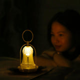 Rechargeable LED Glass Table Lamp Portable Battery Powered Lantern for Bedroom Living Room and Camping