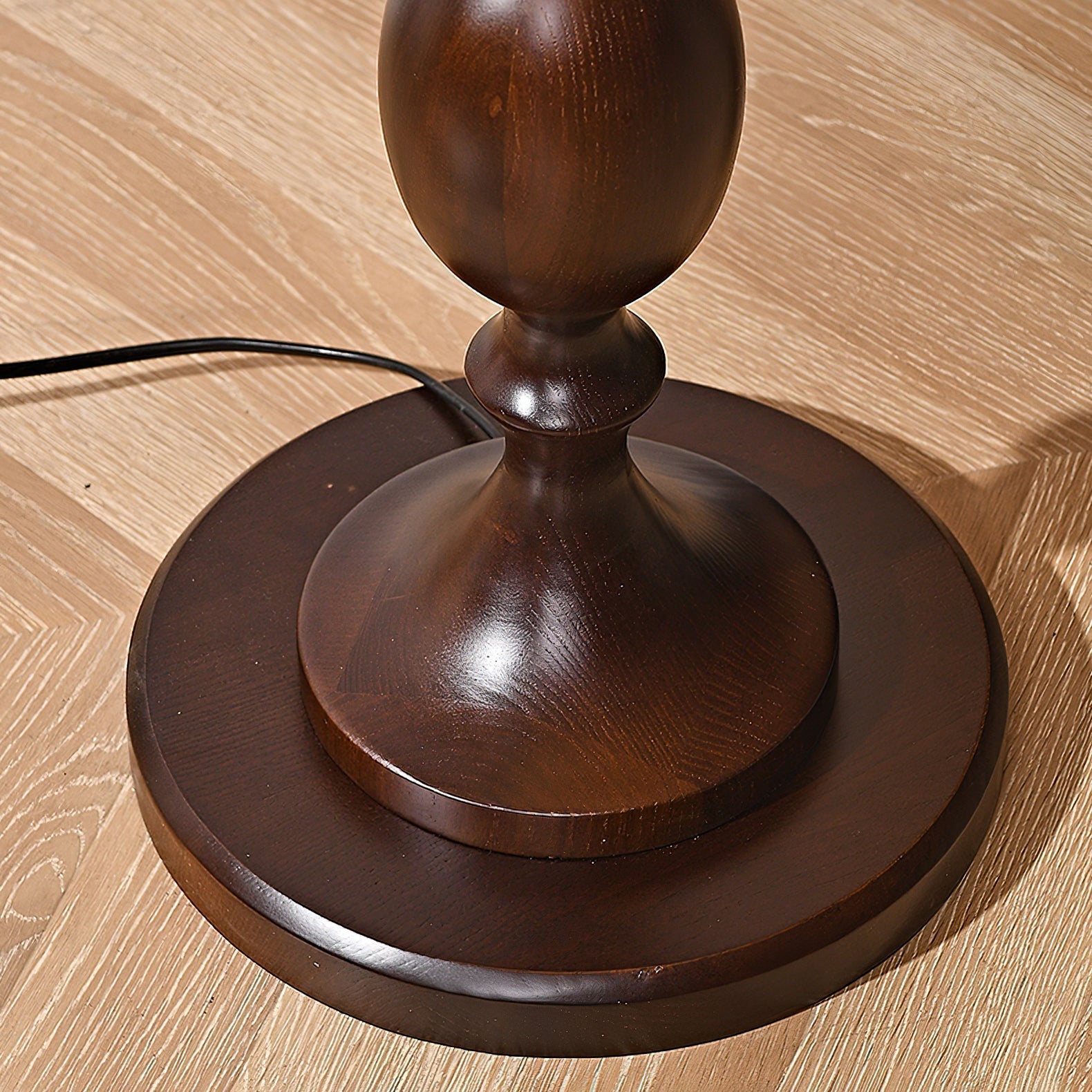 Windsor Mid Century Modern Walnut Floor Lamp with White Fabric Dome Shade