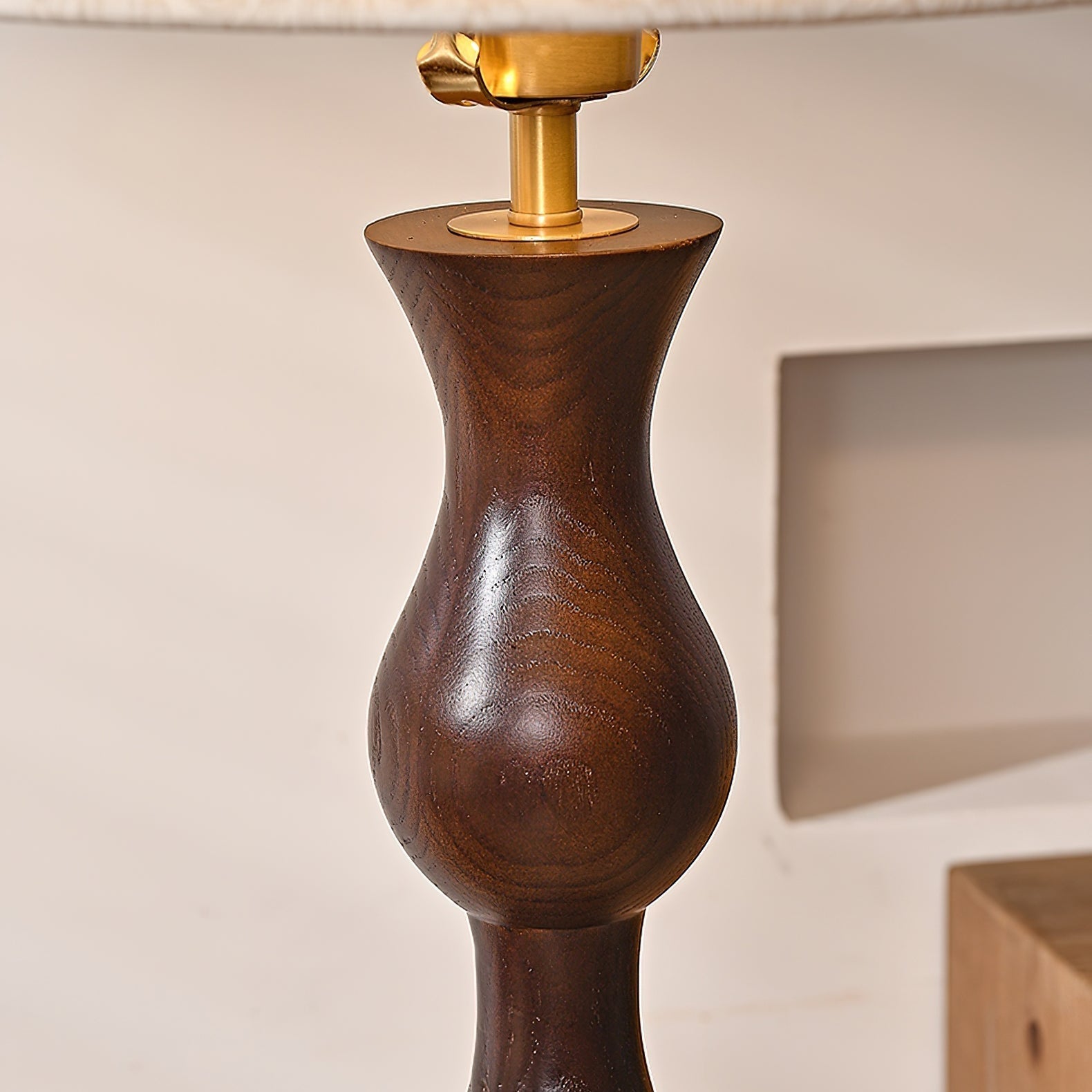 Windsor Mid Century Modern Walnut Floor Lamp with White Fabric Dome Shade