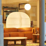 Windsurfing Sculptural Floor Lamp with White Resin Shade and Natural Wood Base