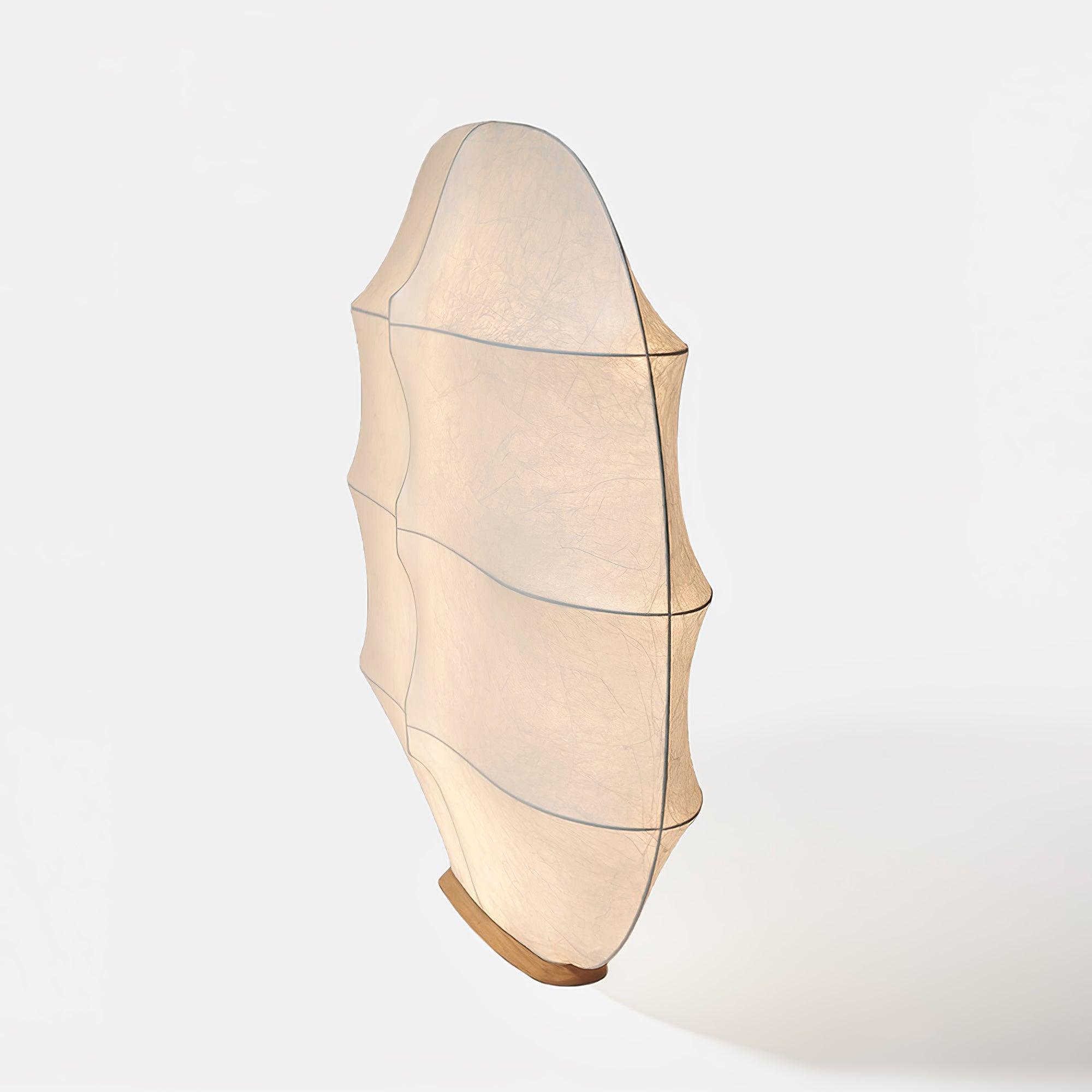 Windsurfing Sculptural Floor Lamp with White Resin Shade and Natural Wood Base