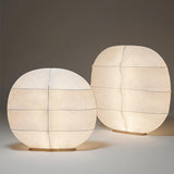 Windsurfing Sculptural Floor Lamp with White Resin Shade and Natural Wood Base