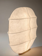Windsurfing Sculptural Floor Lamp with White Resin Shade and Natural Wood Base