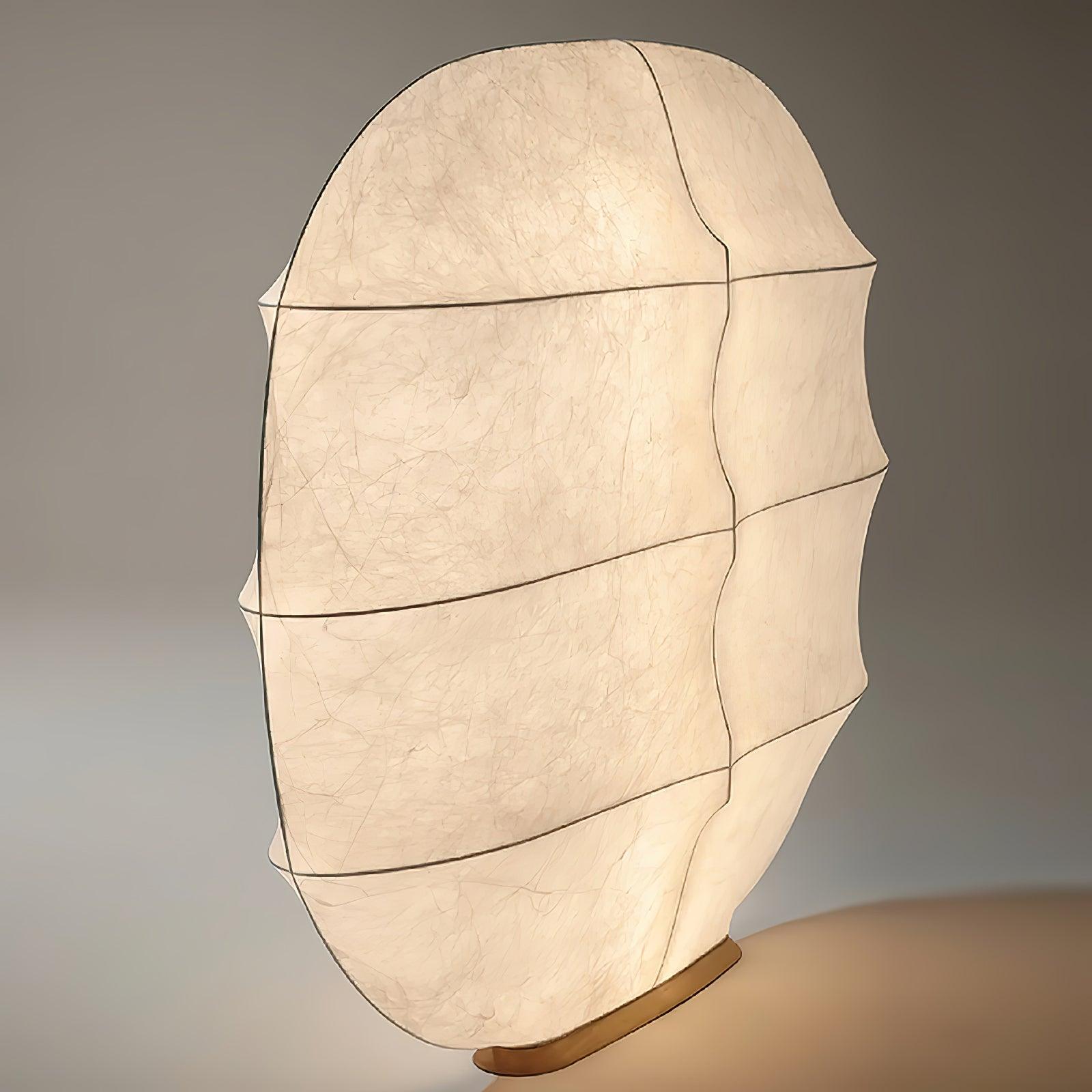 Windsurfing Sculptural Floor Lamp with White Resin Shade and Natural Wood Base