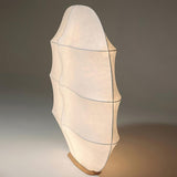 Windsurfing Sculptural Floor Lamp with White Resin Shade and Natural Wood Base