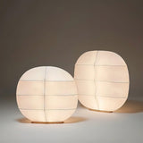 Windsurfing Sculptural Floor Lamp with White Resin Shade and Natural Wood Base