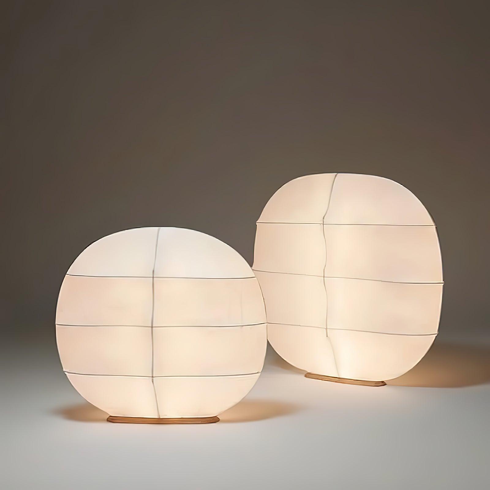Windsurfing Sculptural Floor Lamp with White Resin Shade and Natural Wood Base