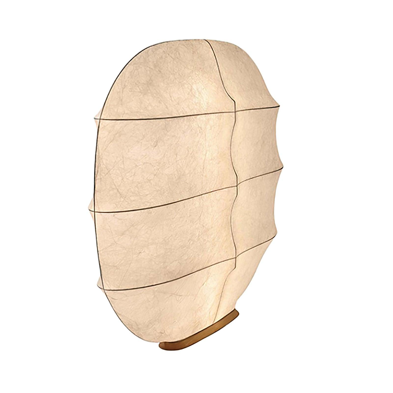 Windsurfing Sculptural Floor Lamp with White Resin Shade and Natural Wood Base