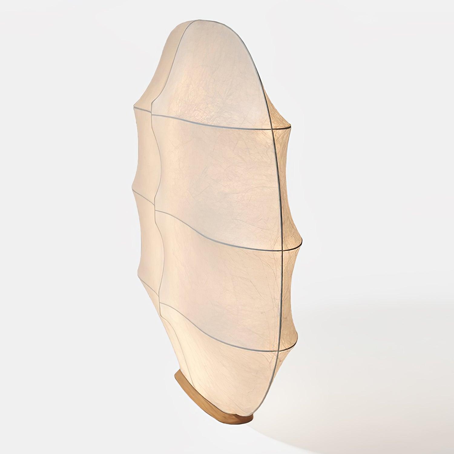 Windsurfing Sculptural Floor Lamp with White Resin Shade and Natural Wood Base