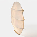 Windsurfing Sculptural Floor Lamp with White Resin Shade and Natural Wood Base
