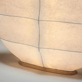 Windsurfing Sculptural Floor Lamp with White Resin Shade and Natural Wood Base