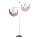 Art Deco Geometric Standing Lamp with Multi Color Tassel Fringes and Glass Globe
