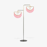 Art Deco Geometric Standing Lamp with Multi Color Tassel Fringes and Glass Globe