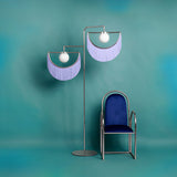Art Deco Geometric Standing Lamp with Multi Color Tassel Fringes and Glass Globe