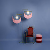 Art Deco Geometric Standing Lamp with Multi Color Tassel Fringes and Glass Globe