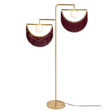 Art Deco Geometric Standing Lamp with Multi Color Tassel Fringes and Glass Globe