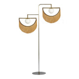 Art Deco Geometric Standing Lamp with Multi Color Tassel Fringes and Glass Globe