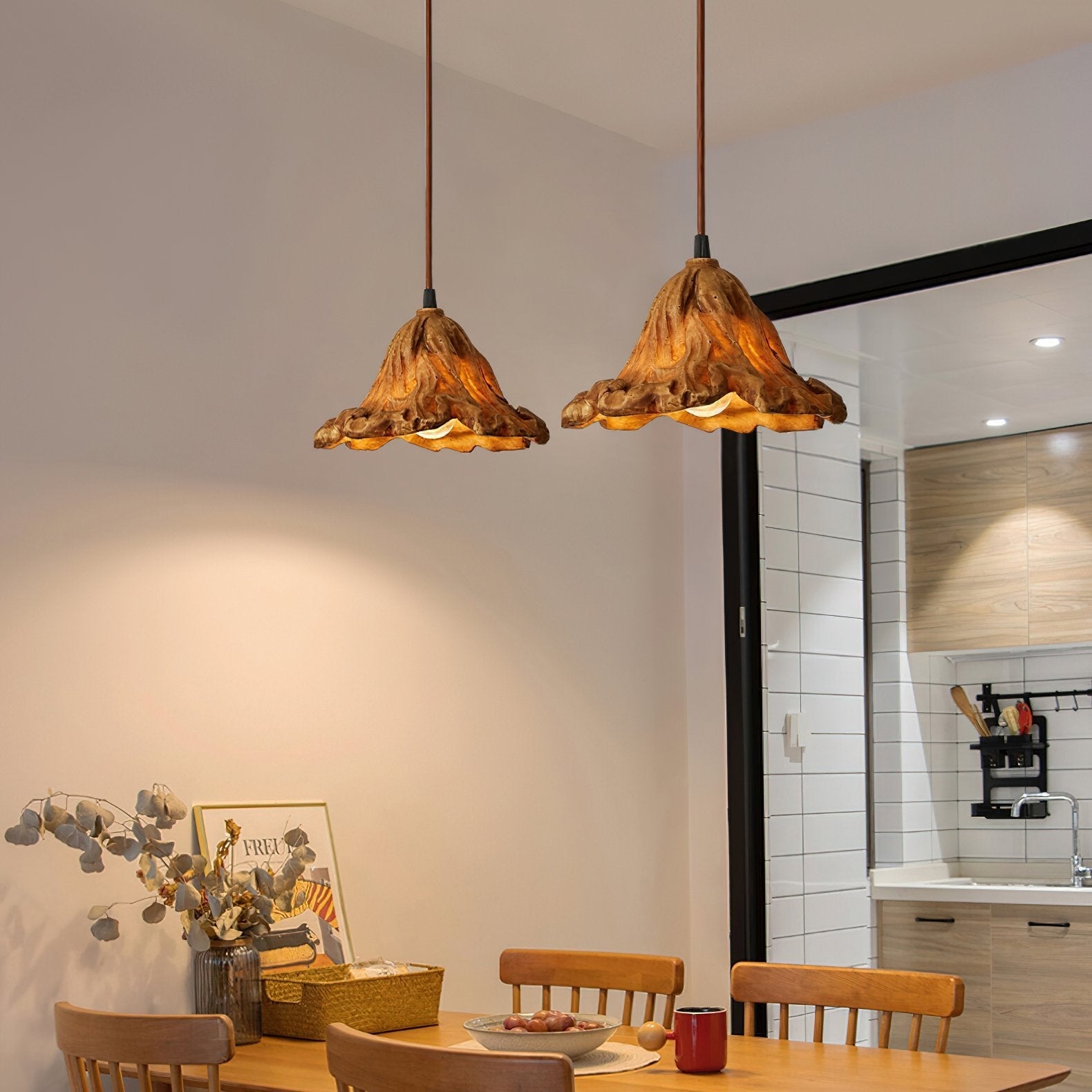 handcrafted-lotus-leaf-resin-pendant-lamp-wood-finish-ceiling-light-for-living-room