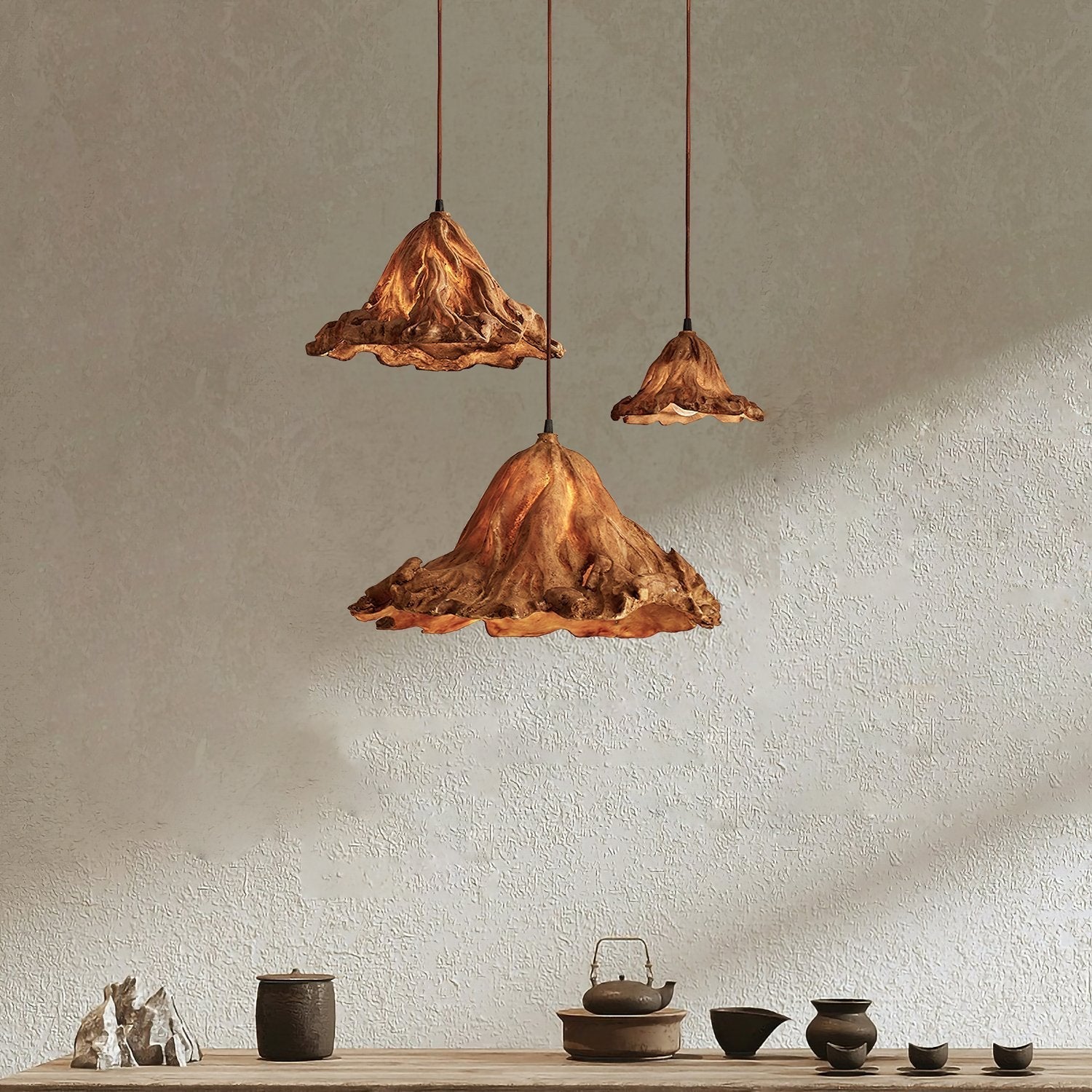 handcrafted-lotus-leaf-resin-pendant-lamp-wood-finish-ceiling-light-for-living-room