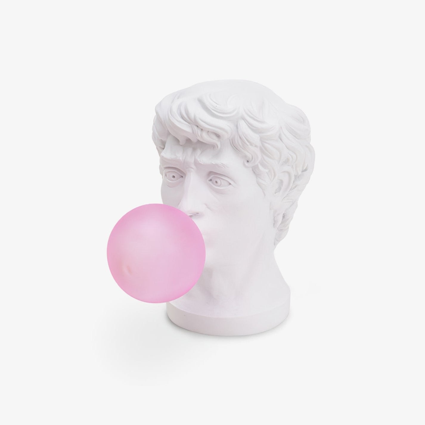 Sculptural Resin Portrait Bust Table Lamp with Pink Glass Bubble Gum Shade for Modern Interiors