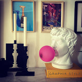 Sculptural Resin Portrait Bust Table Lamp with Pink Glass Bubble Gum Shade for Modern Interiors