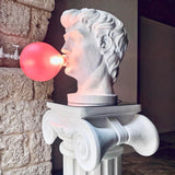 Sculptural Resin Portrait Bust Table Lamp with Pink Glass Bubble Gum Shade for Modern Interiors