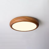 Nordic Minimalist Wood Grain Round LED Ceiling Light Flush Mount Overhead Fixture