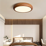 Nordic Minimalist Wood Grain Round LED Ceiling Light Flush Mount Overhead Fixture