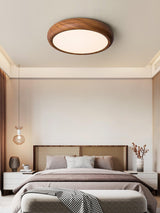 Nordic Minimalist Wood Grain Round LED Ceiling Light Flush Mount Overhead Fixture